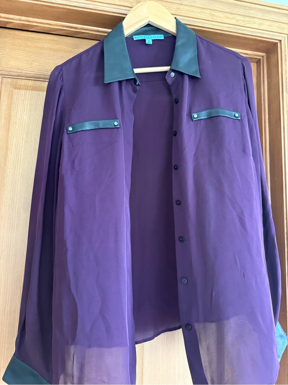 ANTONIO MELANI Plum Blouse with Black Trim
